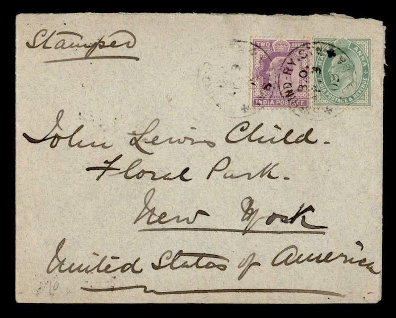 DR WHO 1909 INDIA AMBALA RAILWAY STATION RPO TO USA R55389