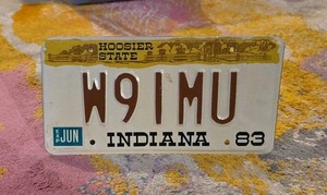 1983 INDIANA HAM RADIO LICENSE PLATE #W9 IMU