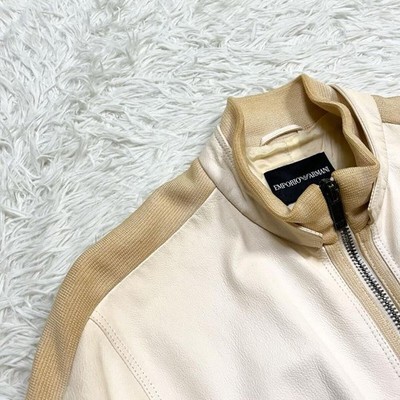 Emporio Armani leather Jacket Blouson Men Size 50 double zip