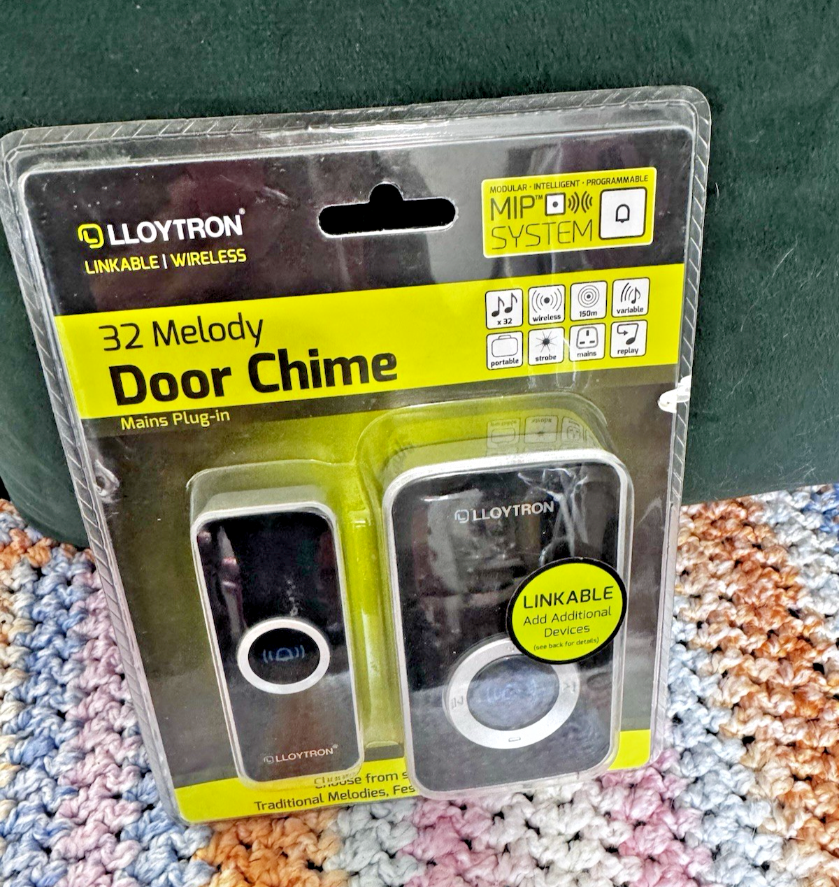 LOYTRON MIP 3  Doorbell Kit Mains plug in Wireless Chime 200m Range 32 Melodies