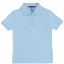 French Toast Girl's Short Sleeve Interlock Light Blue Uniform Polo Shirt Sz: XS