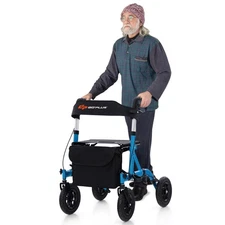 Foldable Height Adjustable Rollator Walker with Seat, Storage Bag for Seniors