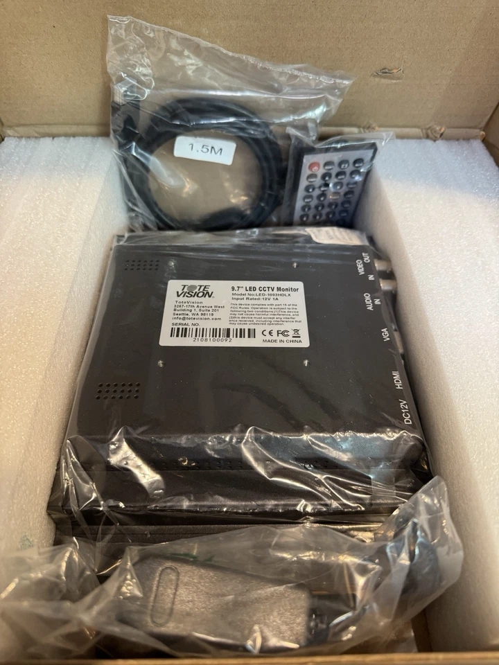 ToteVision LED-1003HDLX 9.7" LEDBacklit LCD Monitor Metal Chassis Wide Angle NIB - Image 4 of 4