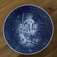 Georg Jensen Inc Blue Christmas (5) Plate 1972 - 1976  Made In Denmark 7“