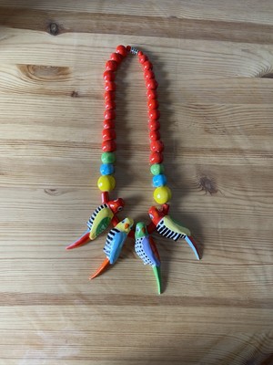 VTG Ruby Z Candace Loheed Hand Painted Ceramic Necklace. Rare Find.