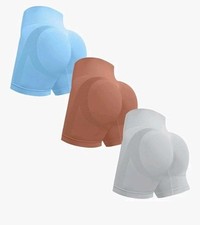 3 Piece Workout Shorts for Women Seamless Scrunch Butt Lifting High Waisted-S