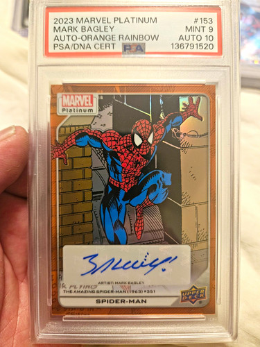 Upper Deck 2023 Marvel Platinum #153 Spider-Man Orange Rainbow Auto  PSA POP 1!