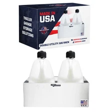 Pit Posse Double Aluminum Fuel Jug Holder Rack USA Made Trailer Garage (Silver)