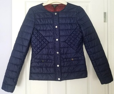 Tom Tailor Navy Collarless Quilted Snap Front Waterproof Women's Jacket Size S