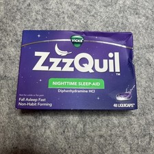 Vicks ZzzQuil Nighttime Sleep Aid LiquiCaps 48ct Sealed Diphenydramine HCl 25mg