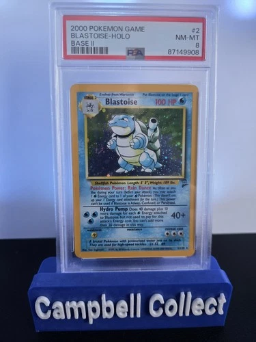 2000 Pokémon Base Set 2 Blastoise Holo (SWIRL!)/130 PSA 8 NM-MT