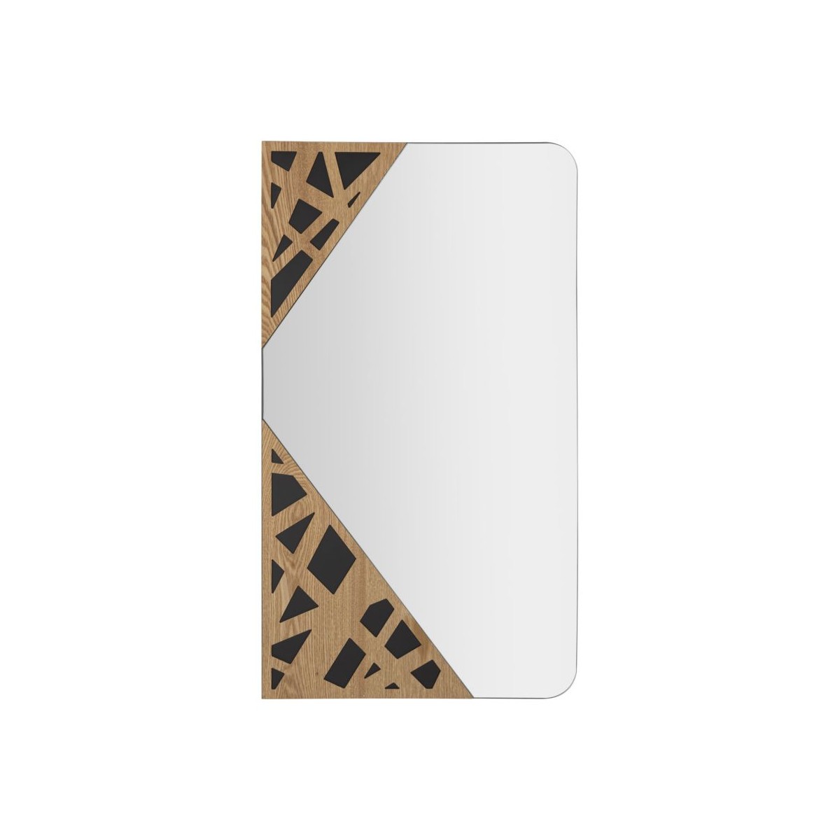 Miroir mural déco Angle 90cm en chêne naturel et cadre noir aux finitions premium