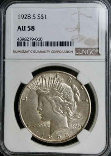 1928-S Peace Dollar NGC AU-58