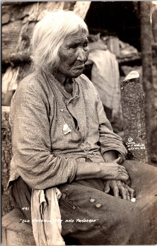 WEATHERED NATIVE AMERICAN WOMAN : LIVED A HARD LIFE : BY WIGESH : RPPC