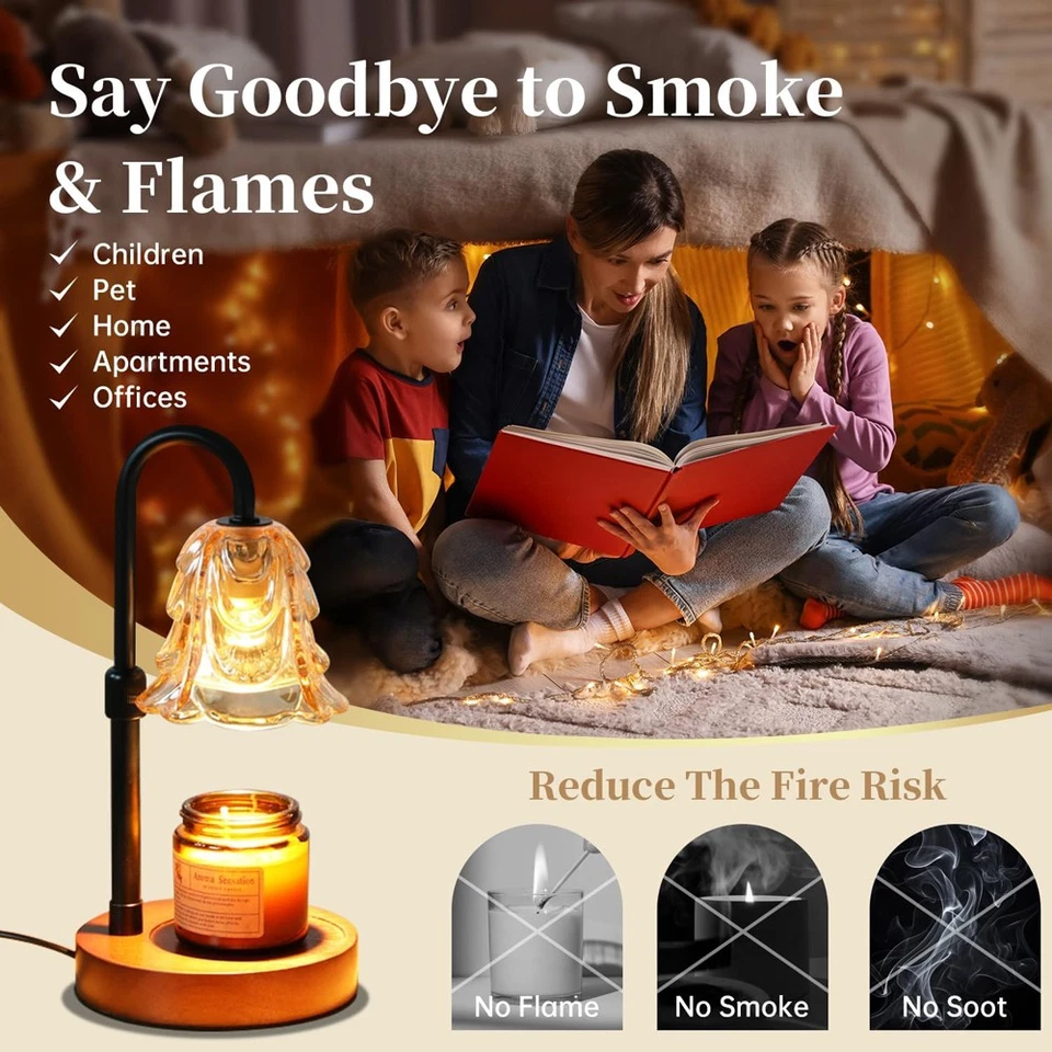 2Pack Candle Warmer Lamp,Adjustable Glass Lamp Candle Warmer with Timer Dimmable - Image 3 of 4