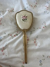 Vintage Antique Flower Floral Design Hairbrush Used Condition
