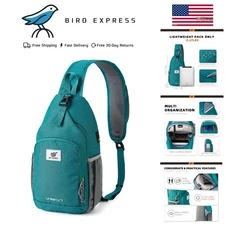 RFID Crossbody Sling Bag for Women Men Travel Hiking Daypack Cyan
