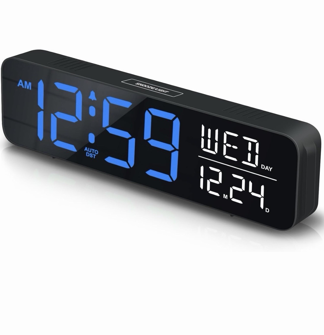 Large Display Digital Alarm Clock for Bedrooms, Date Day of Week Calendar Des