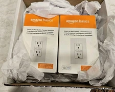 Lot of 2  Amazon Basics Smart In-Wall Outlet Works With Alexa Wifi NEW/Used