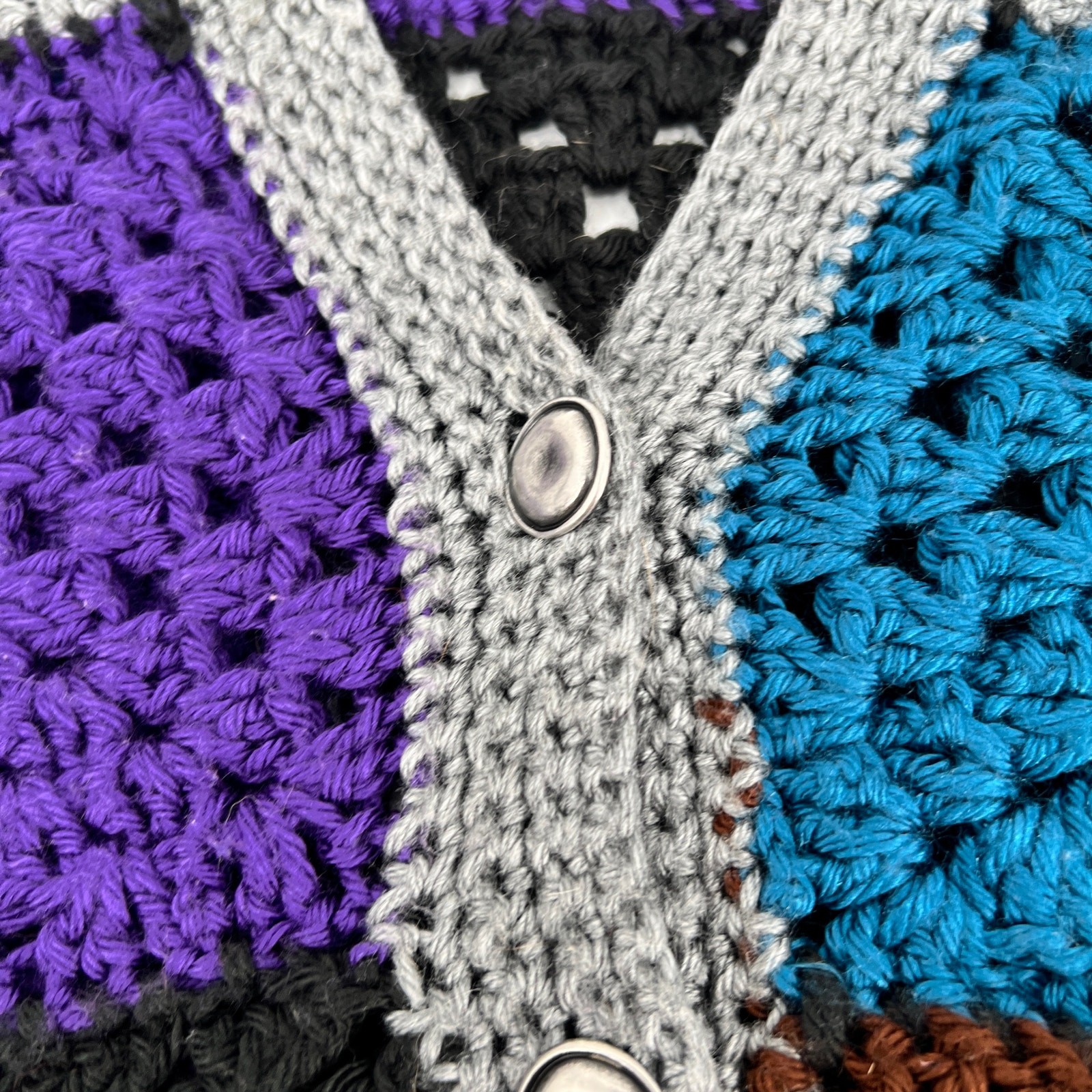 Handmade Patchwork Open Crochet Cardigan Sweater … - image 4