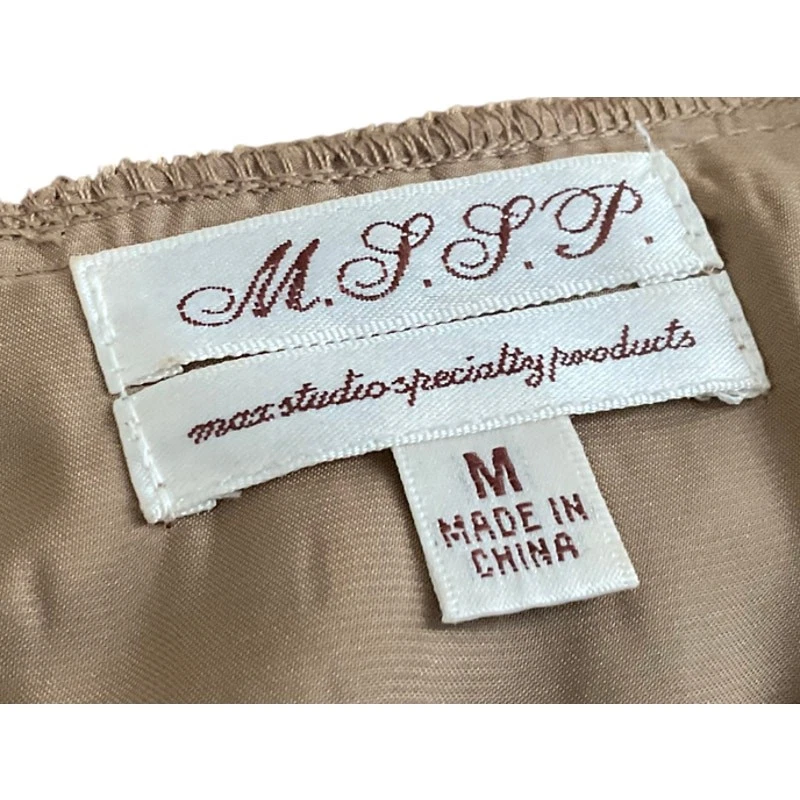 M.S.S.P. Vestido para mujer mediano marrón detalle ganchillo RN 58822 Foto 3 de 4