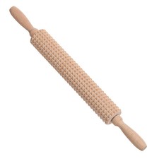 Deep Notched Rolling Pin Wooden Crispbread Knobbly Fluted Rolling Pin for Home P