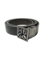 Mens Boss Black Leather Belt Suitable For 34 to 36 Waist New Reversible (mv0)