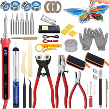 36 Piece Stained Glass Starter Kit,Glass Cutting Kit,100W Soldering Kit