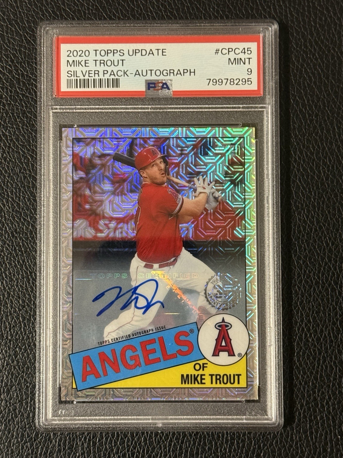 2020 Topps Update Mike Trout Auto #CPC-45 Silver Pack Auto 02/10 PSA 9 Angels