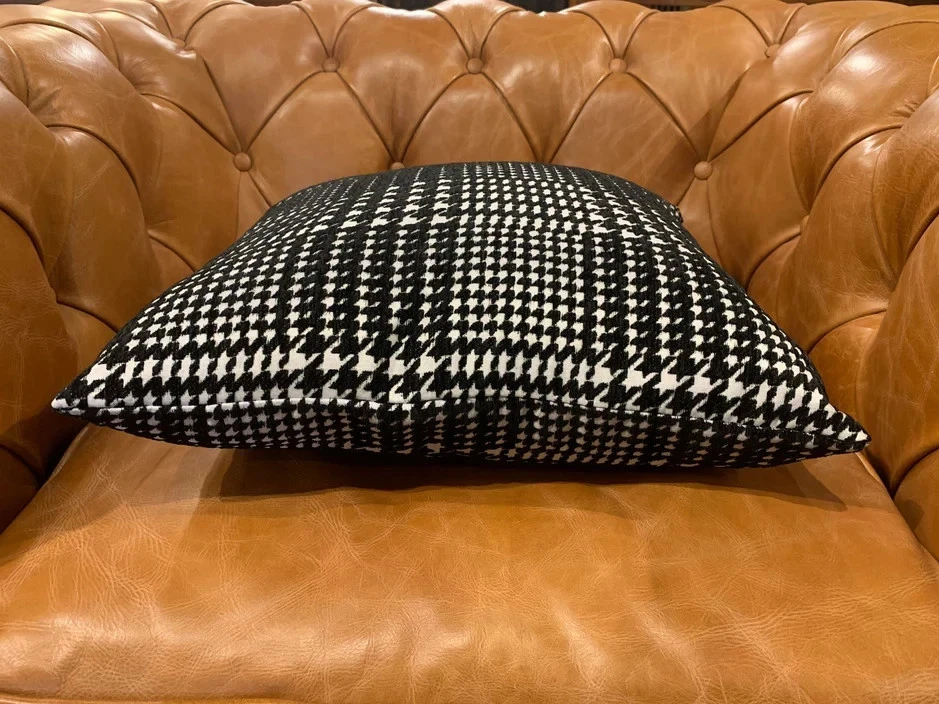 Black & White Houndstooth Decorative Cushion – Modern Accent Pillow - Image 4 of 4