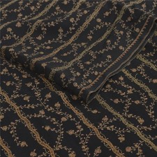 Sanskriti Vintage Black Pure Woolen Shawl Handmade Suzani Women Soft Stole Scarf