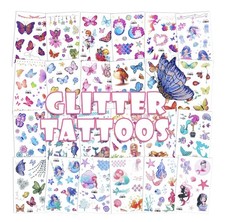 24 Sheets 240 Temporary Glitter Tattoos girl theme Stickers NEW