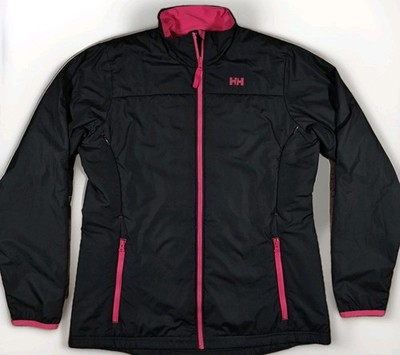 Helly Hansen Jacket Womens Large Black Pink H2Flow Polartec Lightweight Hiking