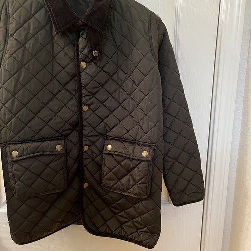 Marie Chantal Quilted Country Jacket Corduroy Trim Green Girls Size 12 - Picture 4 of 17