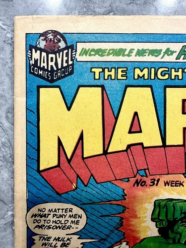 MIGHTY WORLD OF MARVEL #31, mayo 1973 Hulk, Daredevil, Fan Four. 🔥Comic Reino Unido. En muy buen estado - Imagen 2 de 15