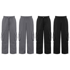 Kids Girls Pants Casual Cargo School Trousers Park Baggy Birthday With Pockets