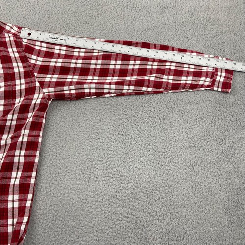 LL Bean Hemd Herren Medium rot weiß kariert Langarm Knopfleiste Flanell Arbeitskleidung - Bild 9 von 13
