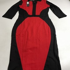 Homeyee Women's Stretch Tunic Party Work Formal Pencil Sheath Dress Red Sz L