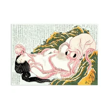 Japanese Ukiyo-e Art Print Poster Woodblock Shunga Hokusai Ama Diver Octopus A3