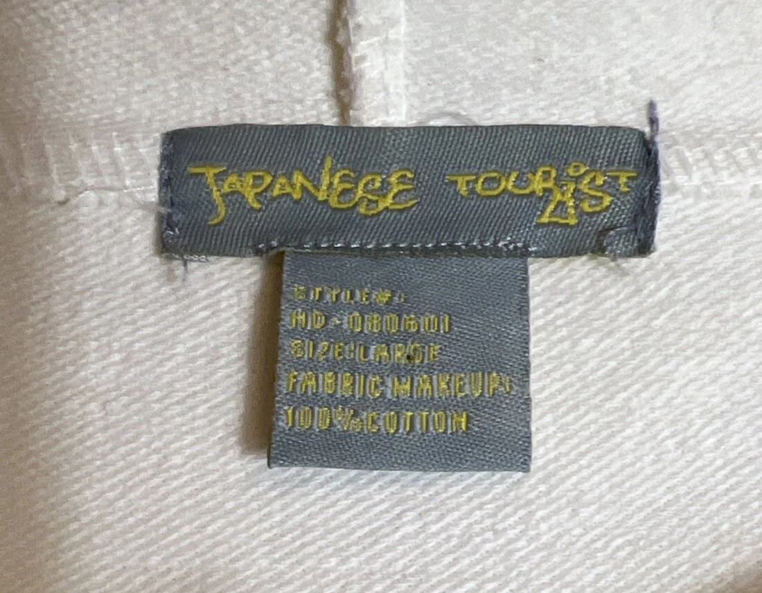 OFF WHITE Felpa con cappuccio turistica giapponese anni 90 vintage tunica panna e nera taglia large