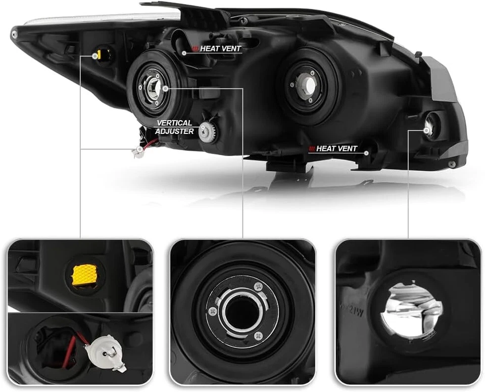 For 2005-2007 Scion tC LED Tube Black Headlights Headlamps Pair Left+Right - Image 2 of 4