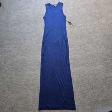 Lulus Dress Womens Size Small Blue Maxi Stretch Sleeveless Slit Casual Capsule