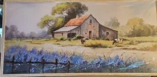 Ardemy Farmhouse Canvas Wall Art Farm Cow Landscape Picture Village Nature 48x24