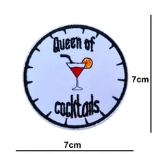 Queen Of Cocktail Embroidered Drink Cocktail Patch Iron/Sew On applique Badge