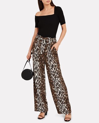 L'agence Female bobby leopard silk paperbag Pants Cocoa Size S/P Silk