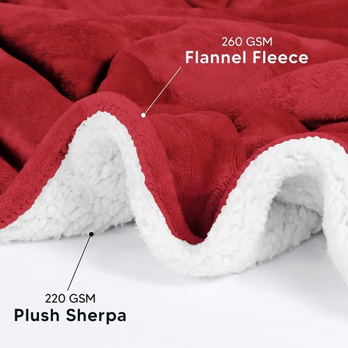 Sherpa Bed Blanket 480GSM Plush Blanket Fleece Reversible Blanket Utopia Bedding - Picture 30 of 88