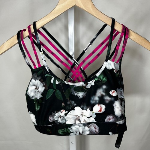 Victoria's Secret Victoria Sport Größe M Sport-BH pink schwarz Blumen Träger