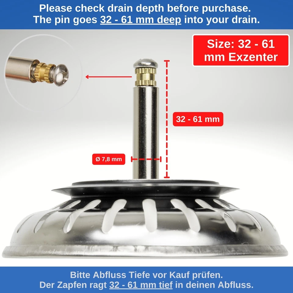 Siebkörbchen für Spüle Siebkorb Spülbecken Abflussventil Sieb Spültisch Stöpsel - Bild 4 von 4