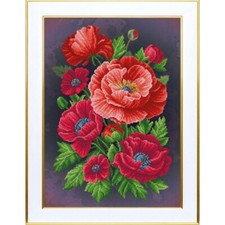 Bead Embroidery Kit Poppies Flowers DIY VDV Bead needlepoint stitching Beadwork