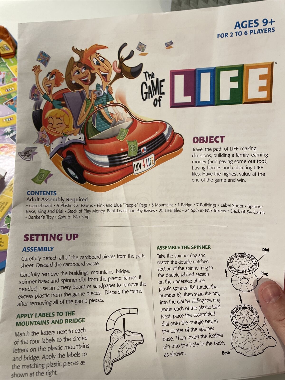 The Game of Life Instructions - Hasbro